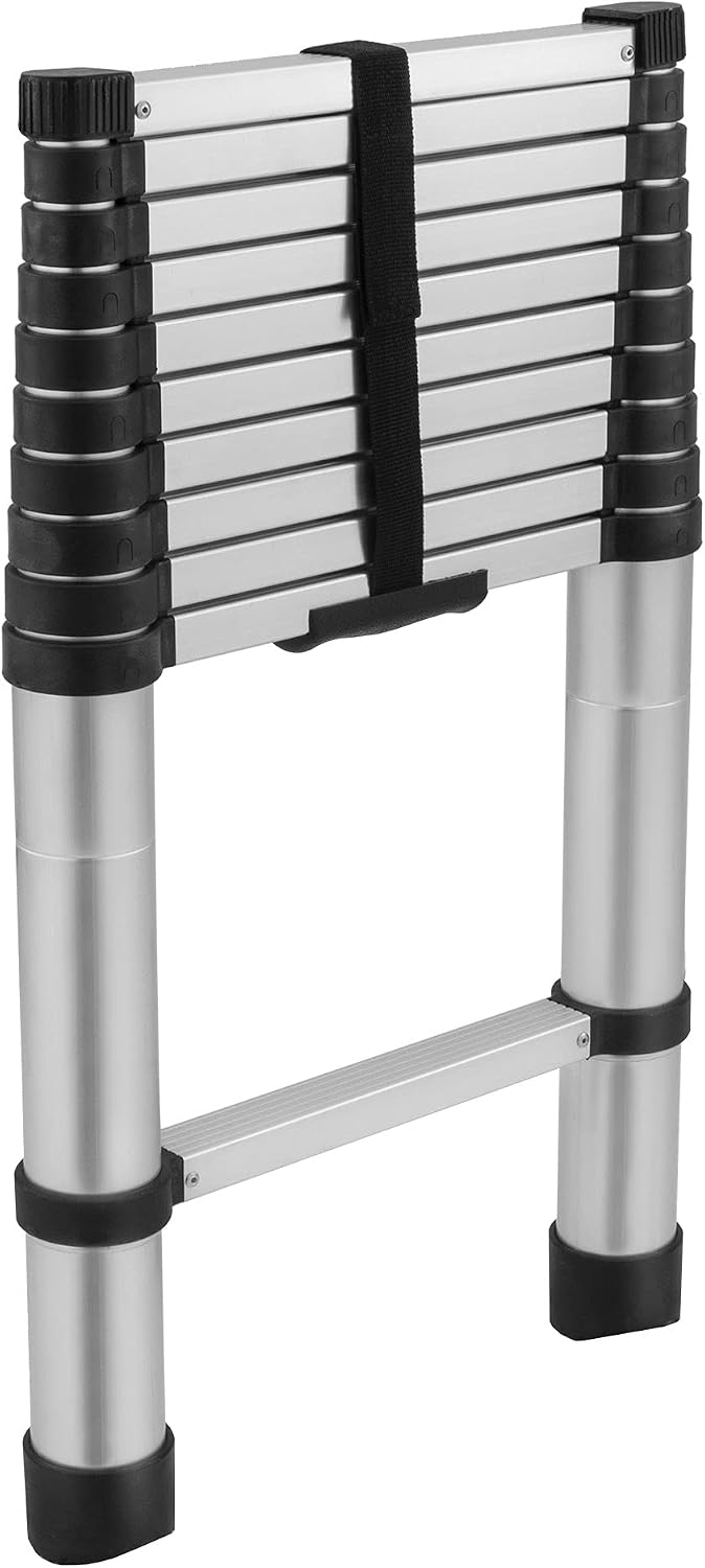 Escalera telescópica aluminio RV plegable 10.5f plateada