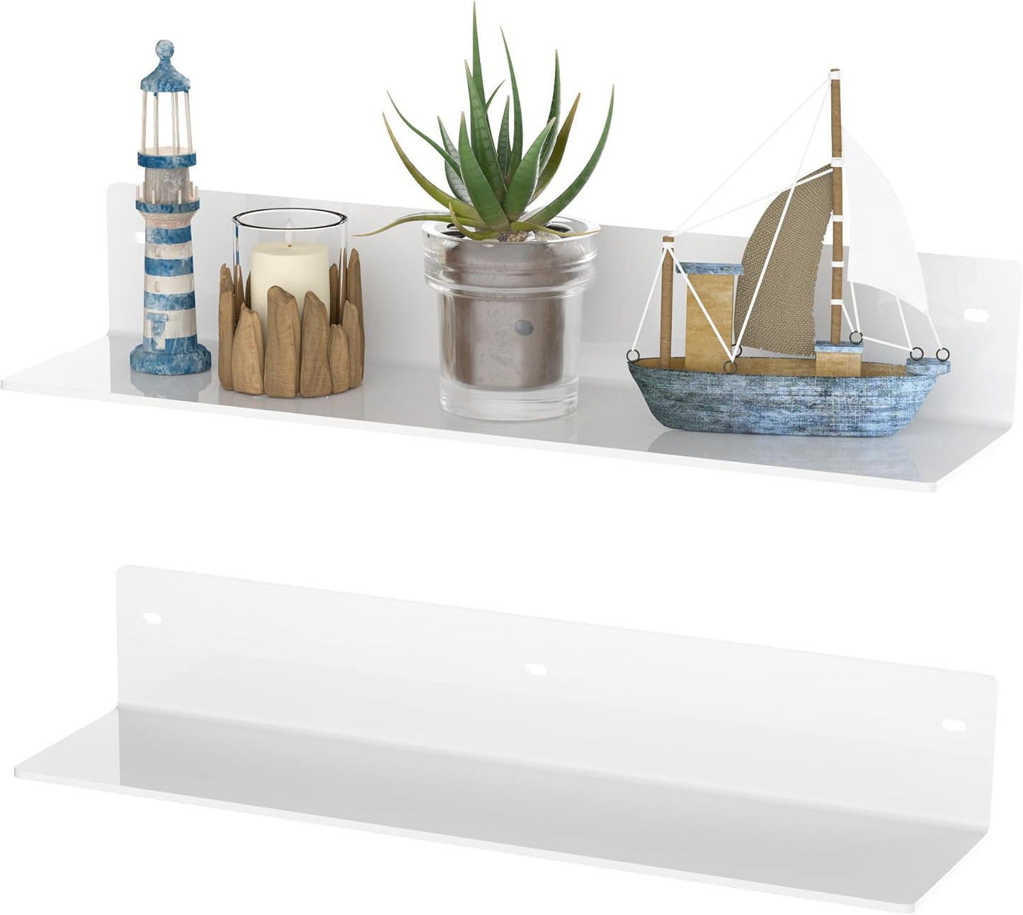 Estante acrílico blanco 16pulg para especias pared cocina