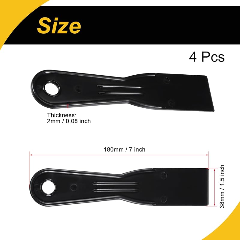 4 Pzas Espátula Plástico ABS 1.5pulg Parche Yeso Negro