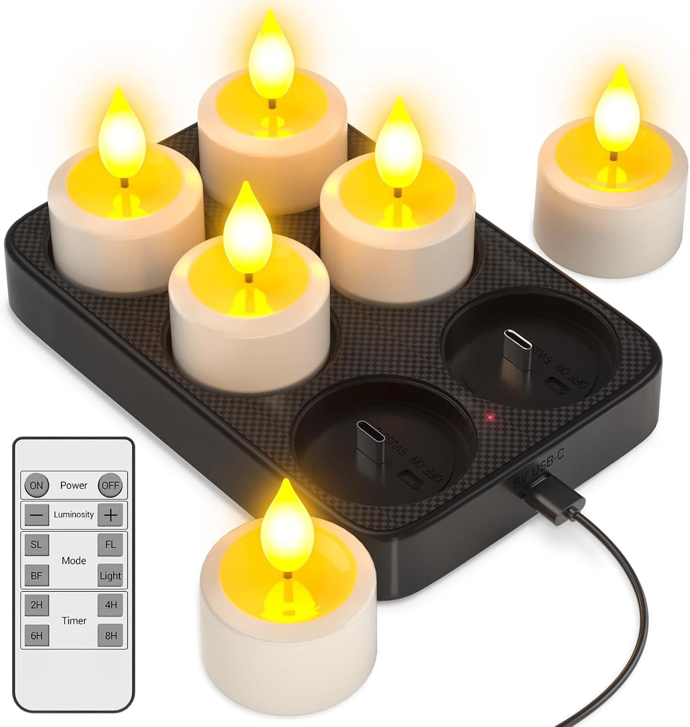 Velas LED recargables 6 pzas para hogar boda fiesta