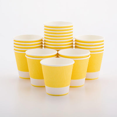 Tazas café papel aislado 12oz 25uds tapas amarillo