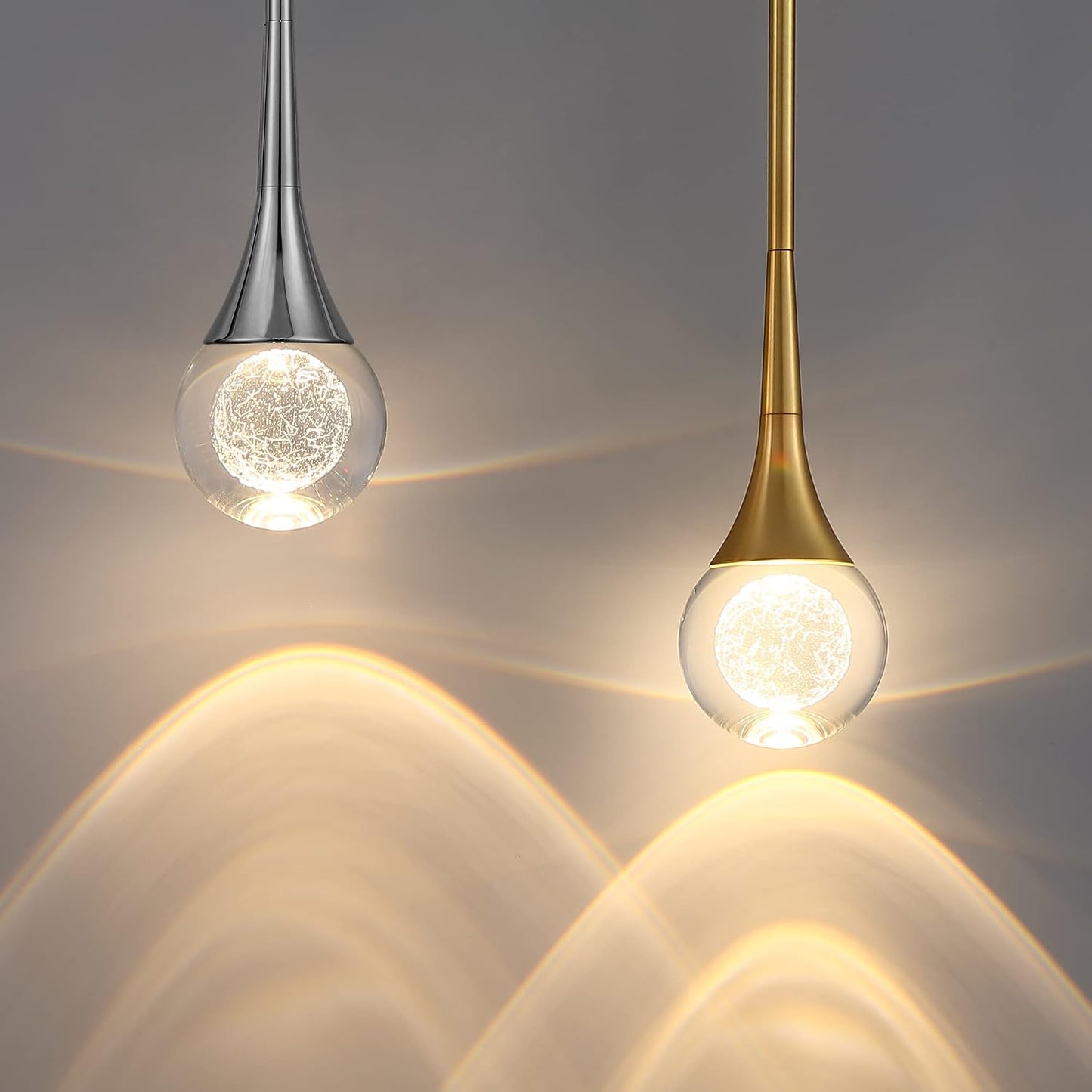 Lámpara colgante cristal lágrima LED 8W regulable 3 colores