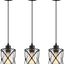 Lámpara colgante 3 luces vidrio negro isla cocina estilo