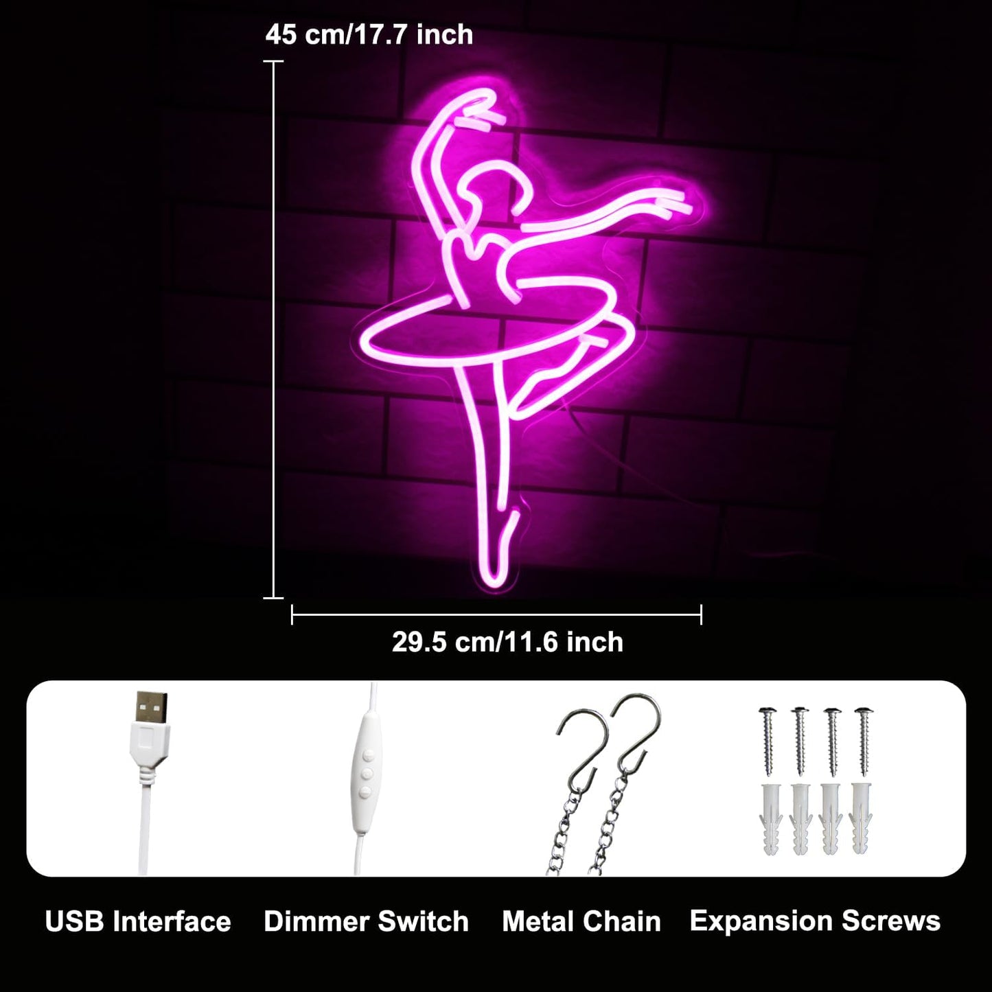 Letrero Neón Bailarina Rosa Luces LED para Dormitorio Baile