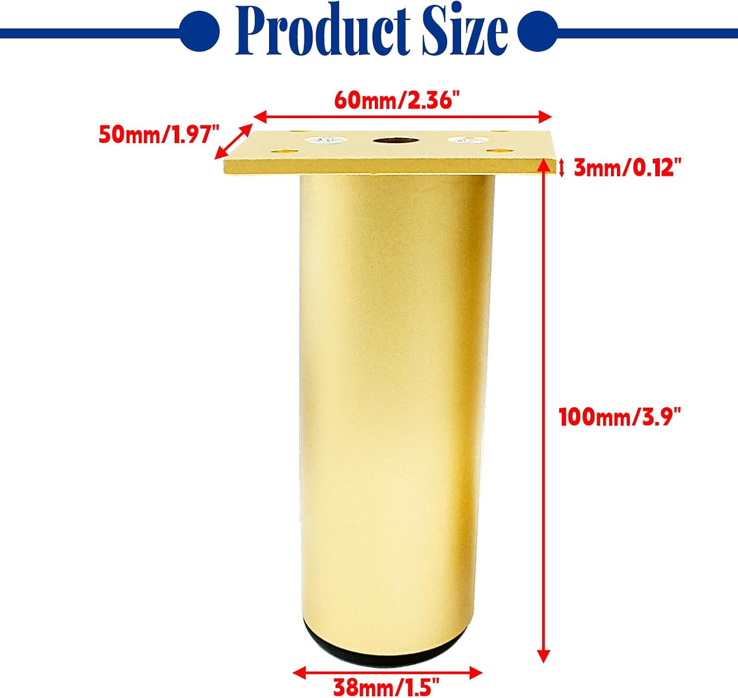 4 Pzas Patas Muebles Aluminio 4pulg Ajustables 1.5pulg