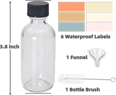 Botellas vidrio 2oz con tapa pack 6 reutilizables transparentes