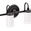 Accesorio baño doble 4 luces vidrio esmerilado negro