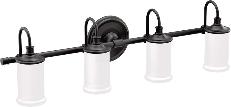 Accesorio baño doble 4 luces vidrio esmerilado negro