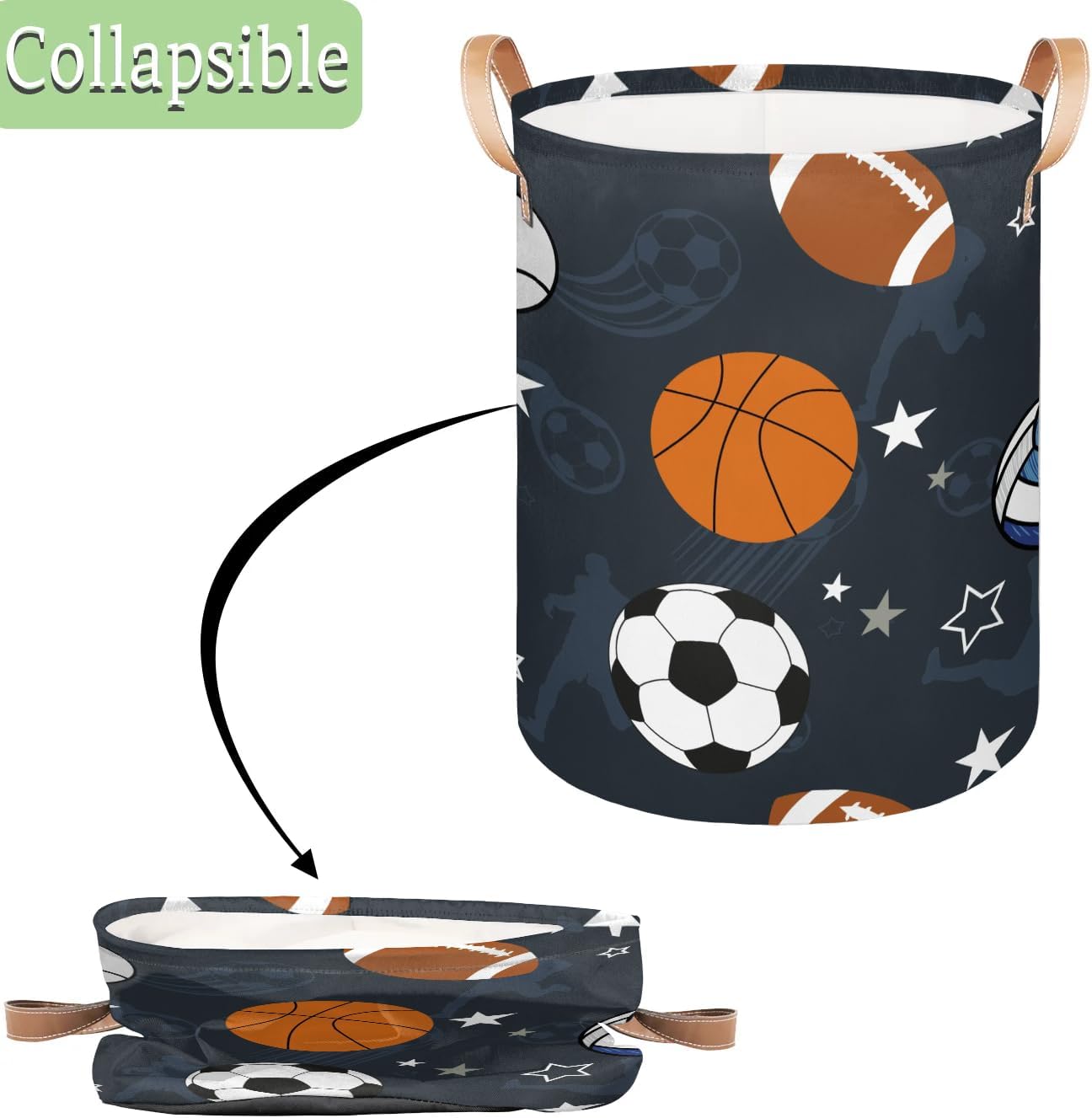 Cesta plegable alta para ropa sucia color azul deportivo