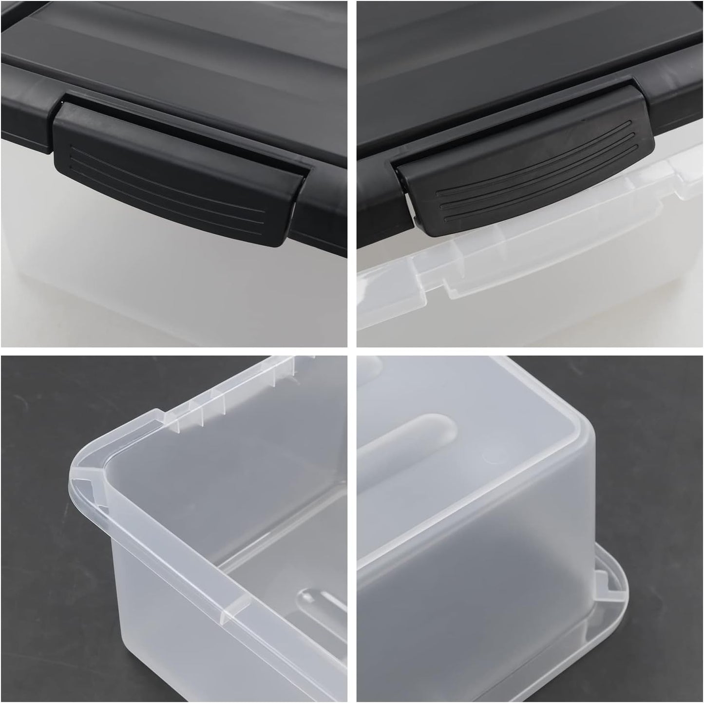 Caja almacenamiento transparente 14L set 2 con tapa negra