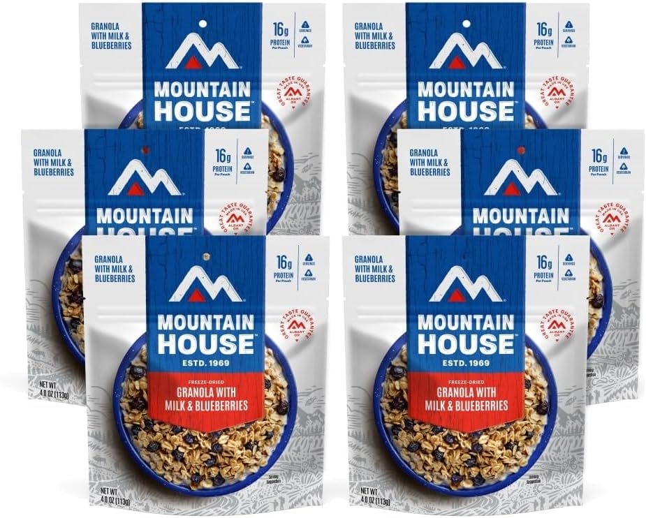 Granola con leche y arándanos pack 6 para mochileros