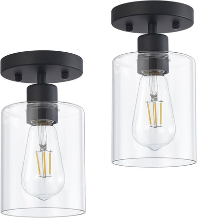 Lámparas techo negras pasillo cocina 1 luz set 2
