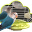 Espejo para pájaros con perca y comedero lento