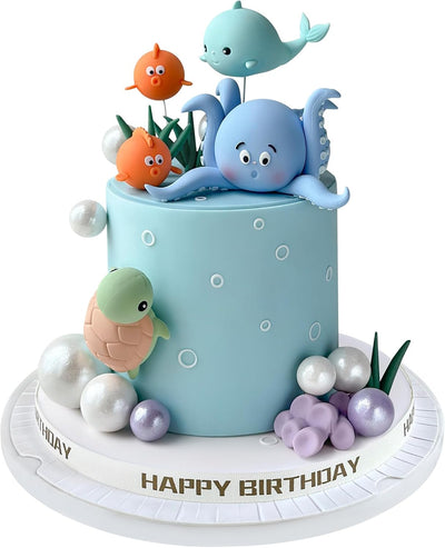 17 Pzas Decoración Pastel Bajo el Mar Animales Niños Baby Shower
