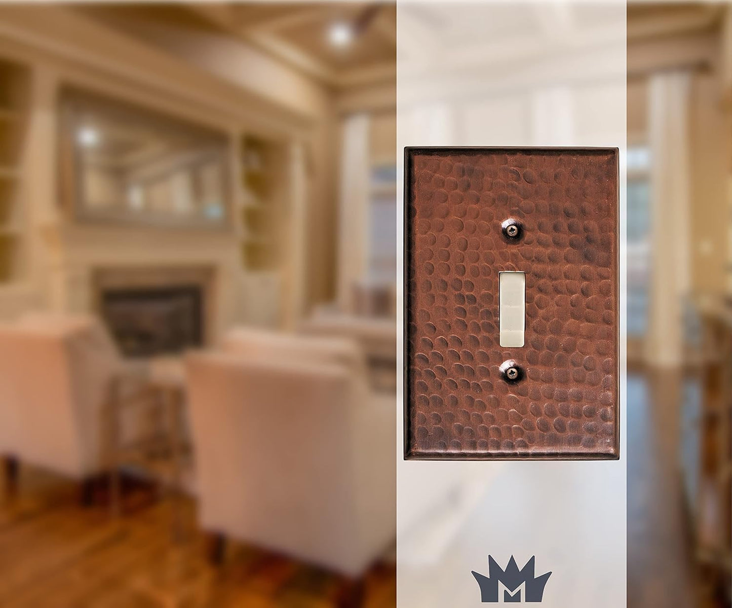 Placa pared interruptor cobre puro martillado