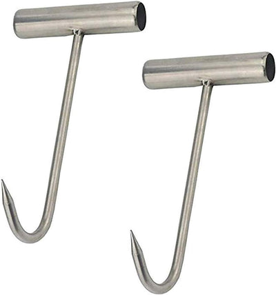 2 Ganchos T Acero Inox para Cocina Carnicería Barbacoa
