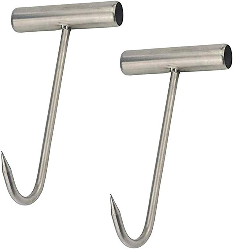 2 Ganchos T Acero Inox para Cocina Carnicería Barbacoa
