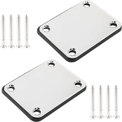 2 Pzas Placas Cuello Guitarra Eléctrica Metal Plateado
