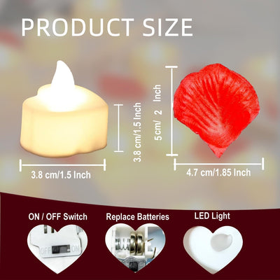 2000 Pétalos Rosa con Velas LED Té San Valentín
