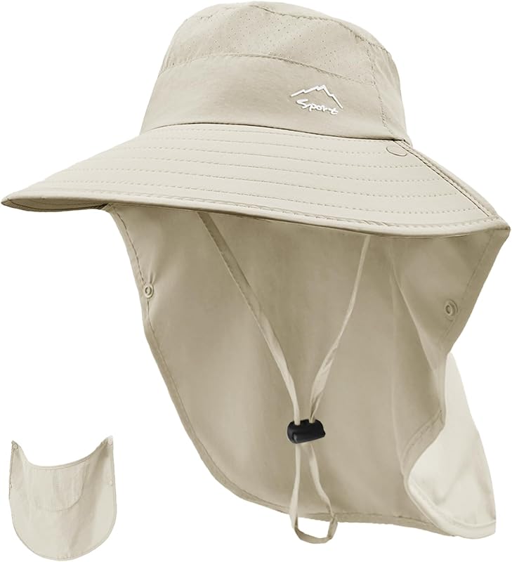 Sombrero sol ala ancha UPF50 con cubierta facial desmontable
