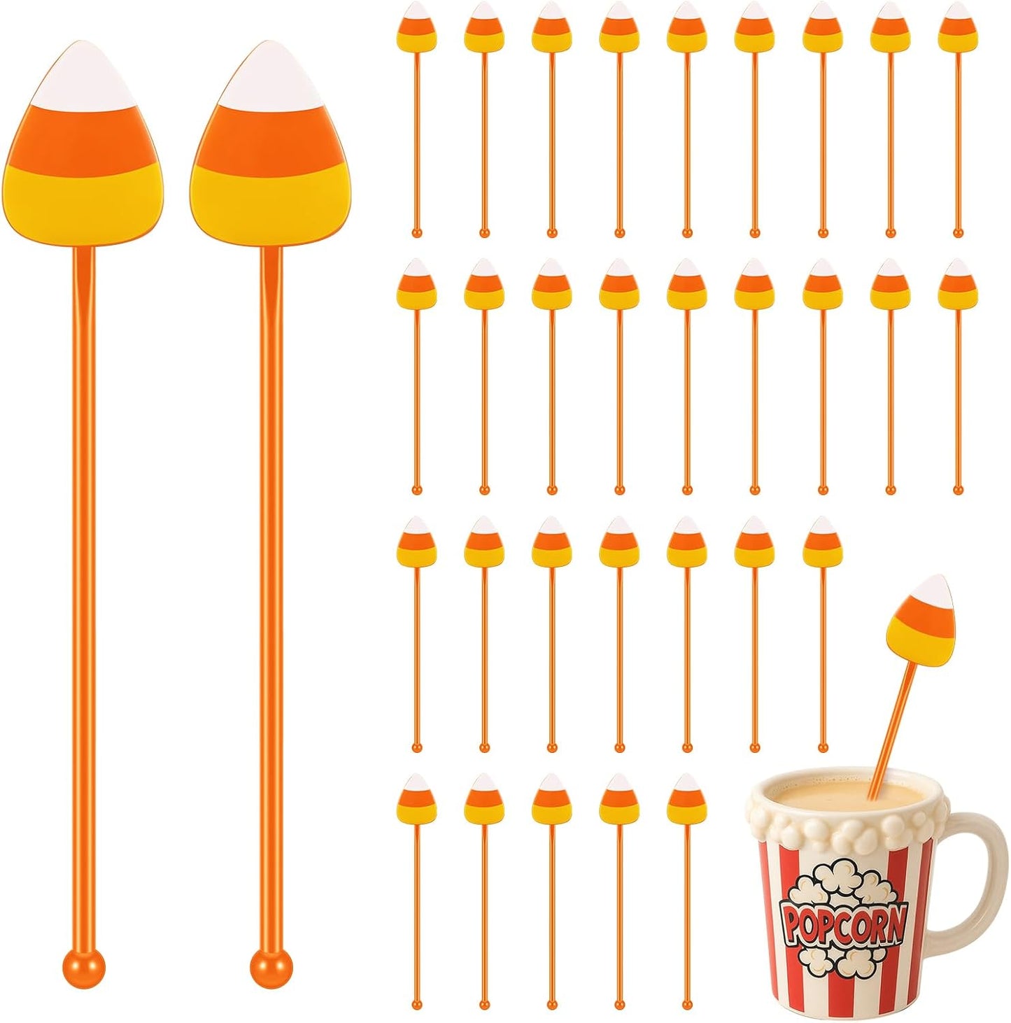 30 Palitos Swizzle Plástico para Cóctel Halloween Otoño
