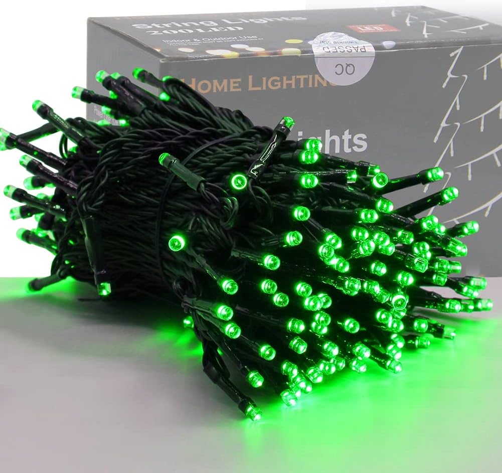 Luces Navidad 200 LED alambre verde 8 modos interior