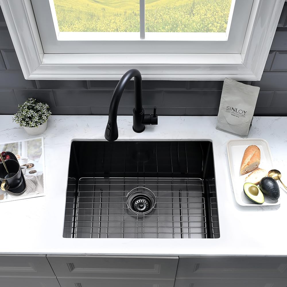 Fregadero lavandería acero inox 24x19x13pulg negro