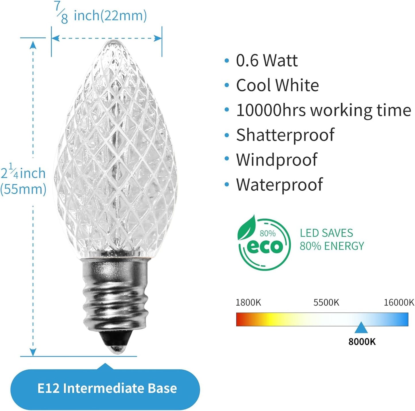 Bombillas LED C7 E12 Navidad interiores exteriores