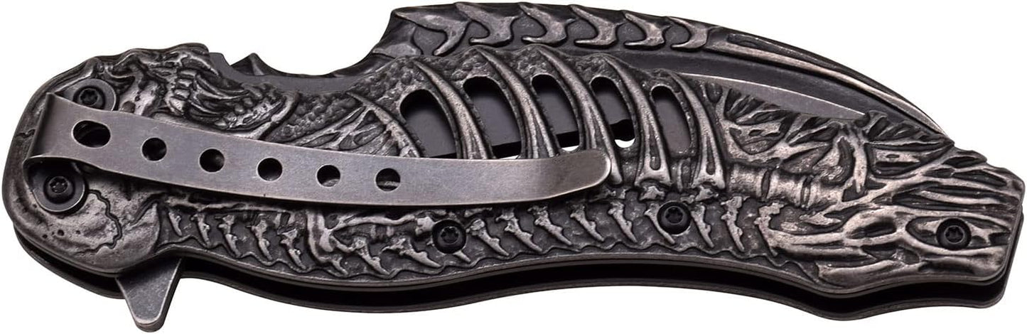 Cuchillo plegable hoja gancho mango negro 4.75pulg