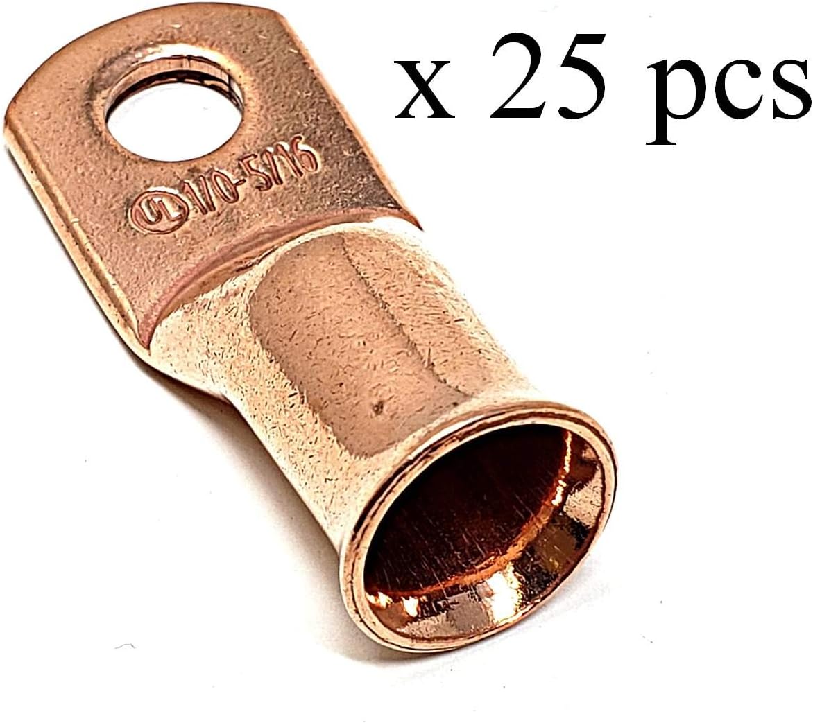 25 Pzas Terminales Anillo para Cable Batería 1/0x0.31pulg