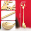 6 Cucharas Acero Inox Forma Cabeza Alce Dorado
