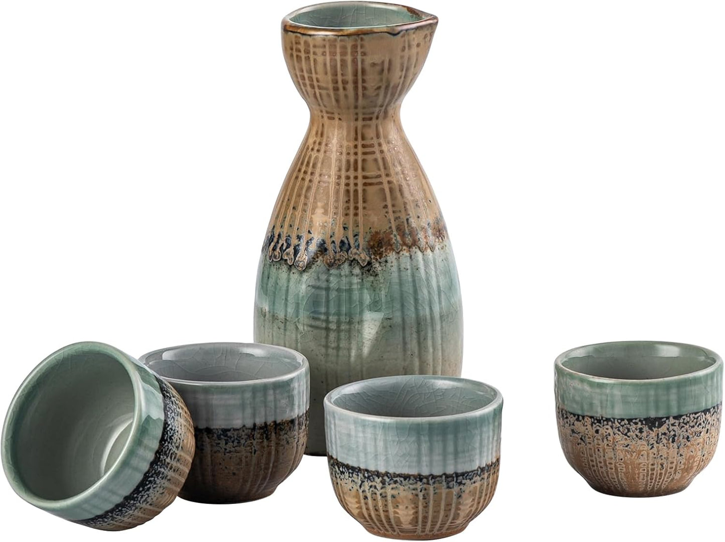Set 5 Tazas Sake Cerámica Tradicional Japonesa