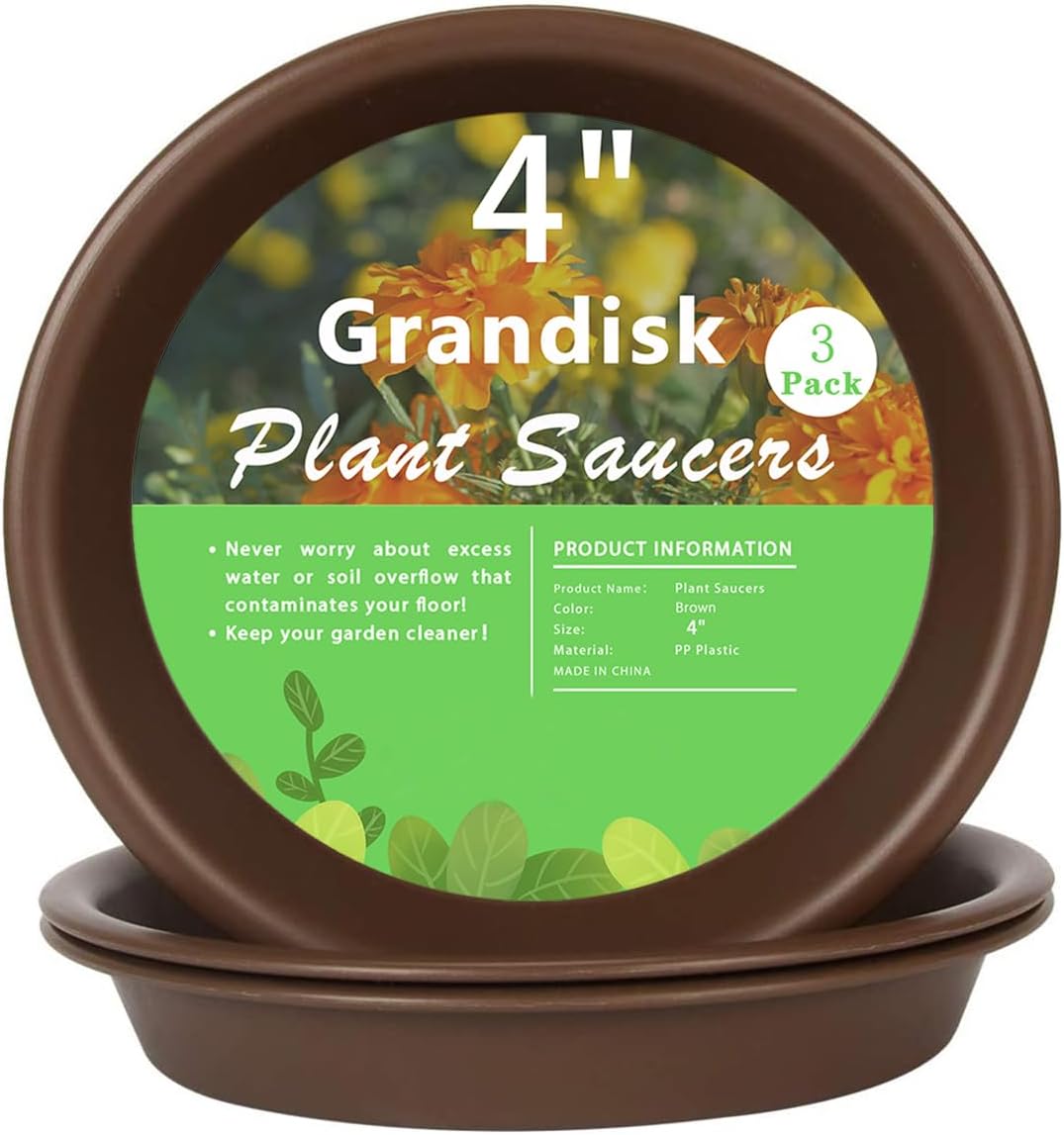 Platillo para plantas 4pulg plástico duradero marrón 3uds