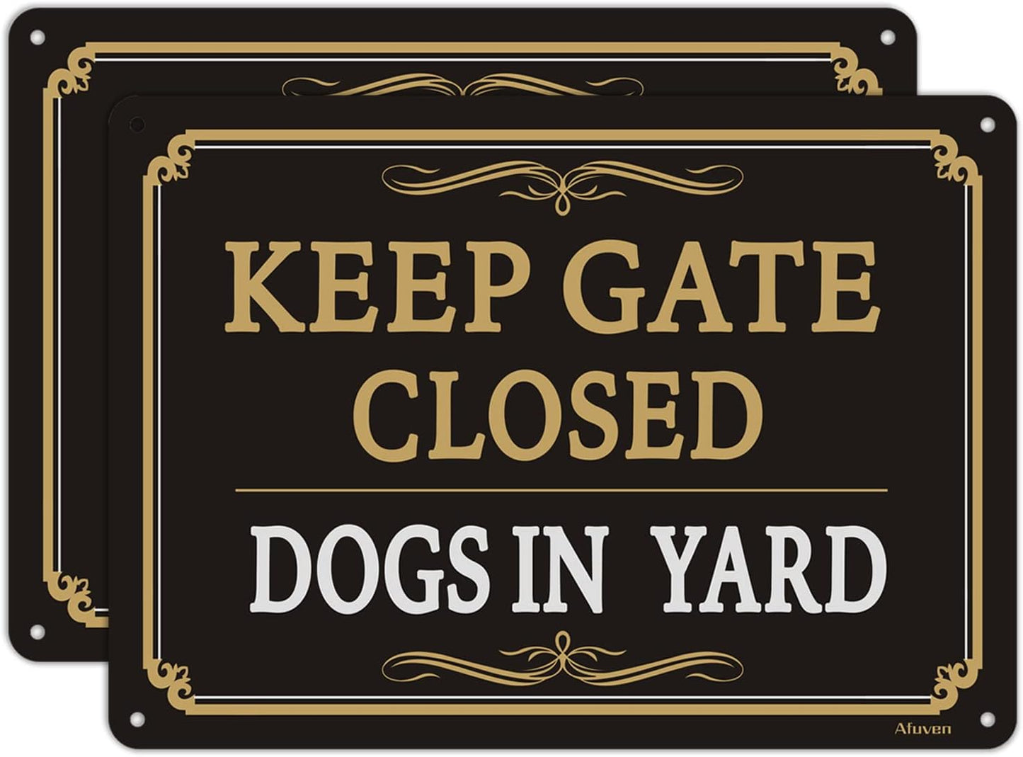 2 Letreros Metal Advertencia Perro 10x7"