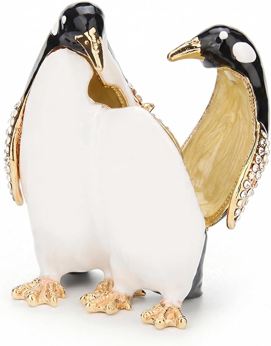Joyero esmaltado pingüino adornos clásicos metal decoración