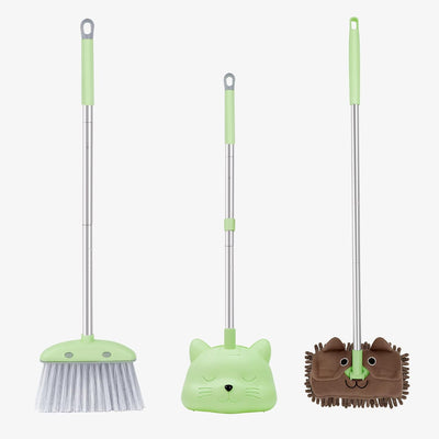 Juego mini escoba 28pulg con recogedor trapeador para niños