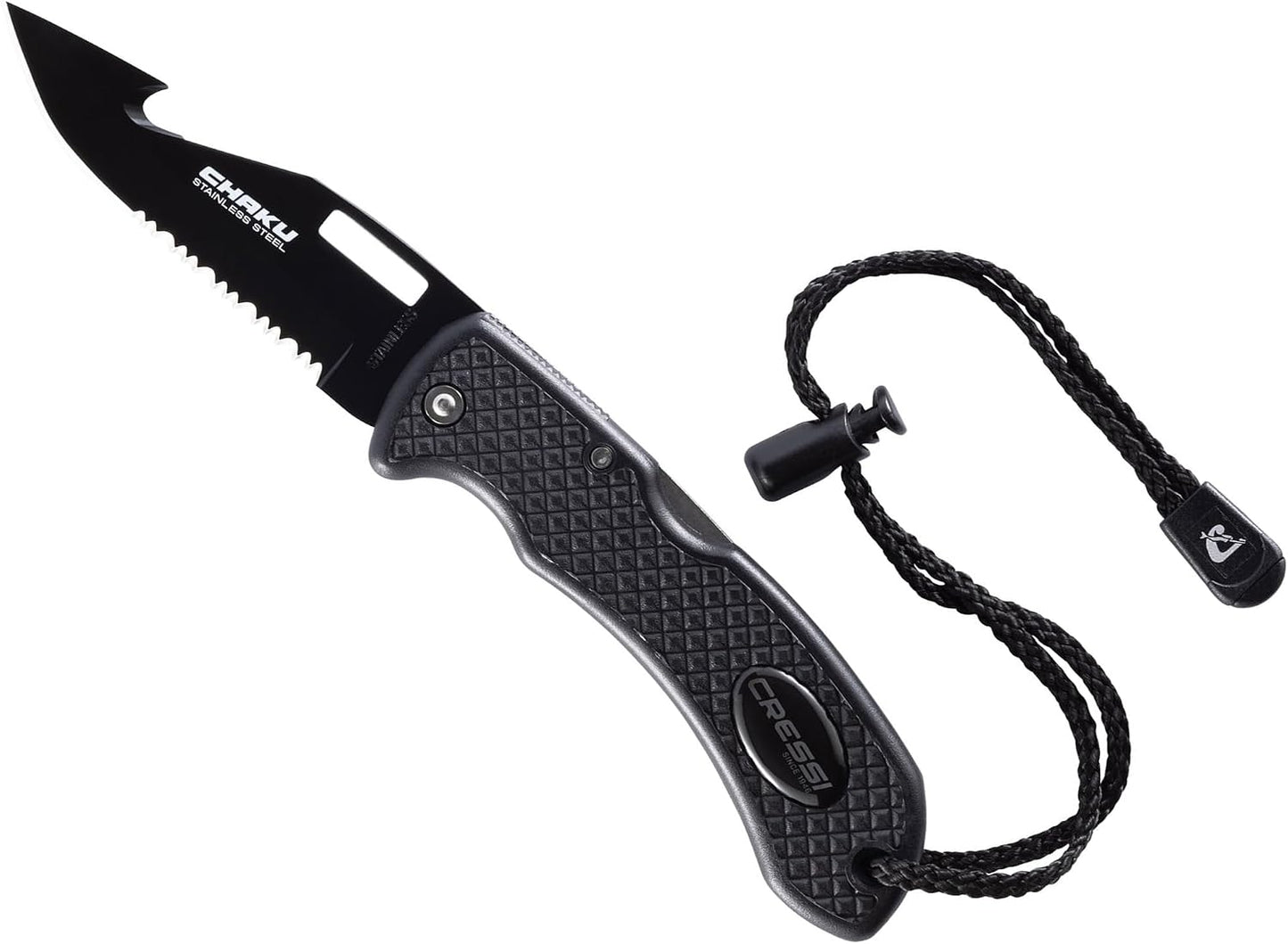 Cuchillo buceo acero inox hoja doble dentada chaku