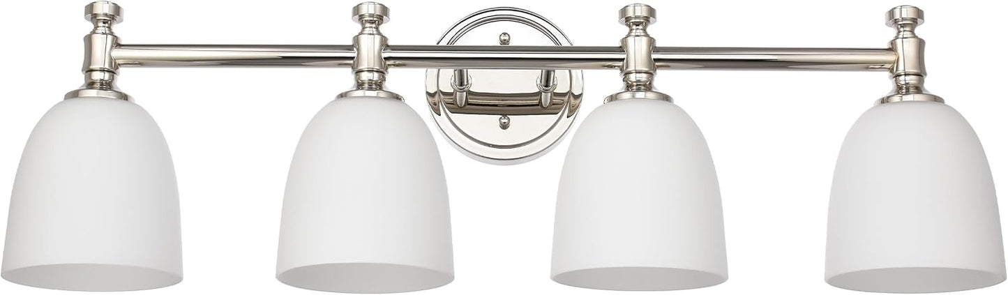 Luz tocad. baño 4 luces soporte vidrio campana blanco E26