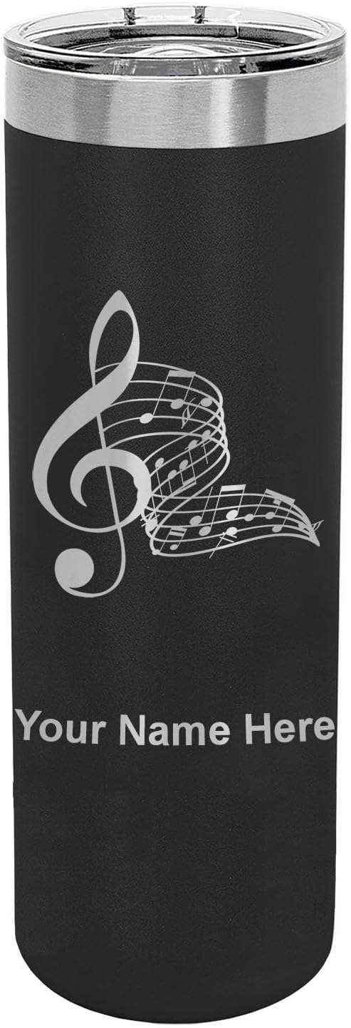 Vaso térmico delgado 22oz con grabado personalizado negro