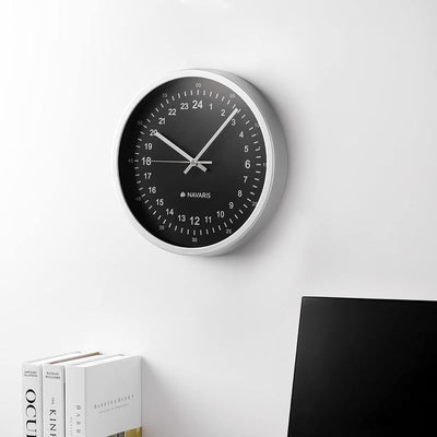 Reloj pared analógico militar 11.8pulg silencioso plateado
