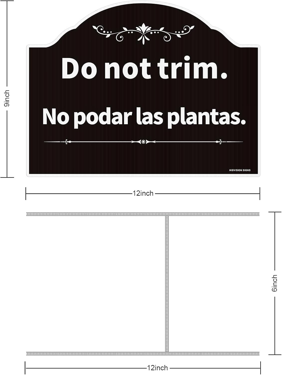 Letrero bilingüe 12x9" doble cara con estacas H negro