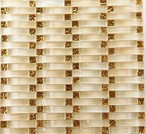 Lámina mosaico vidrio beige dorado cocina baño 5pies2