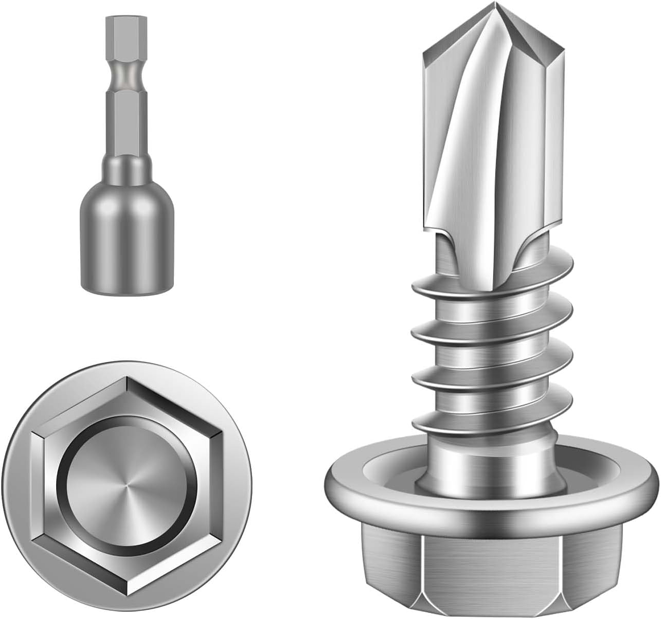 Tornillos chapa autoperforantes acero inox 410 #10x1/2 100uds
