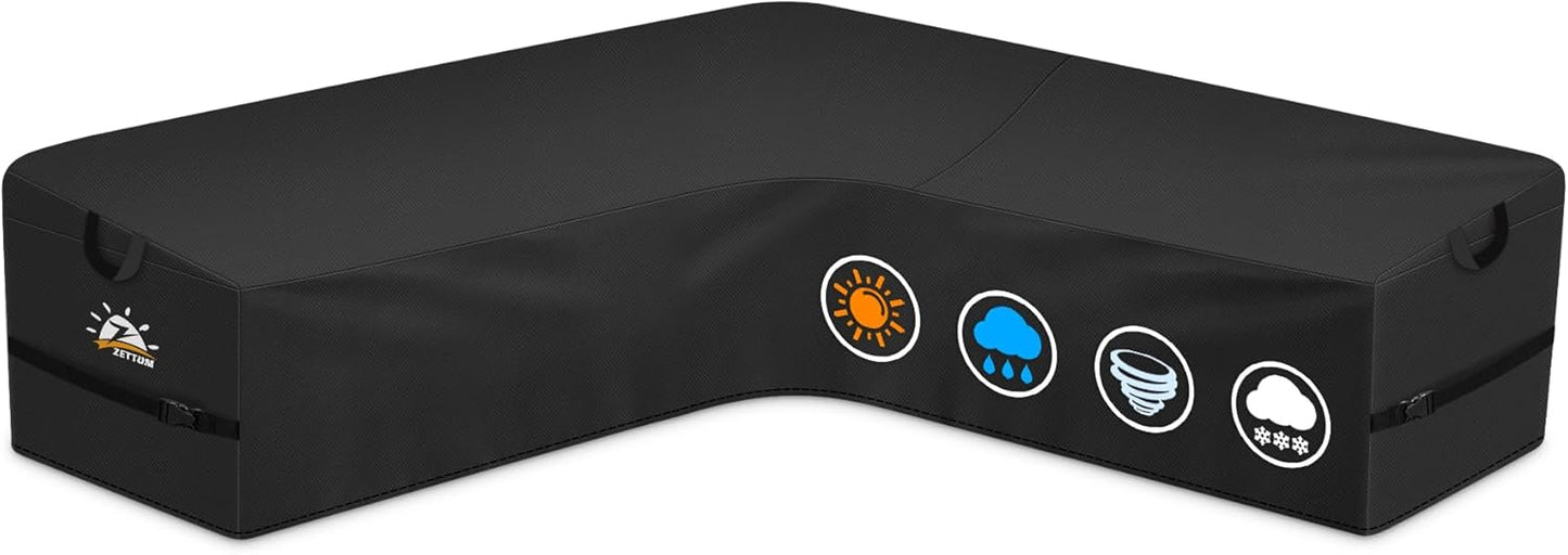 Funda seccional V sofá exterior 600D impermeable 105x105pulg