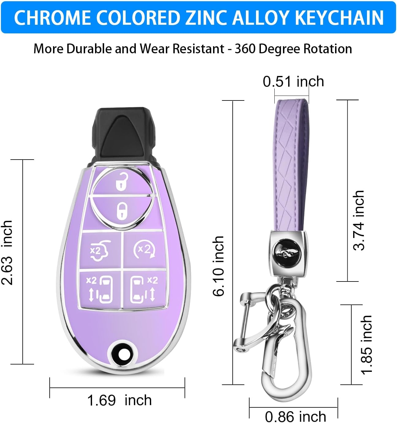 Funda llavero TPU Dodge Jeep Durango Ram morado