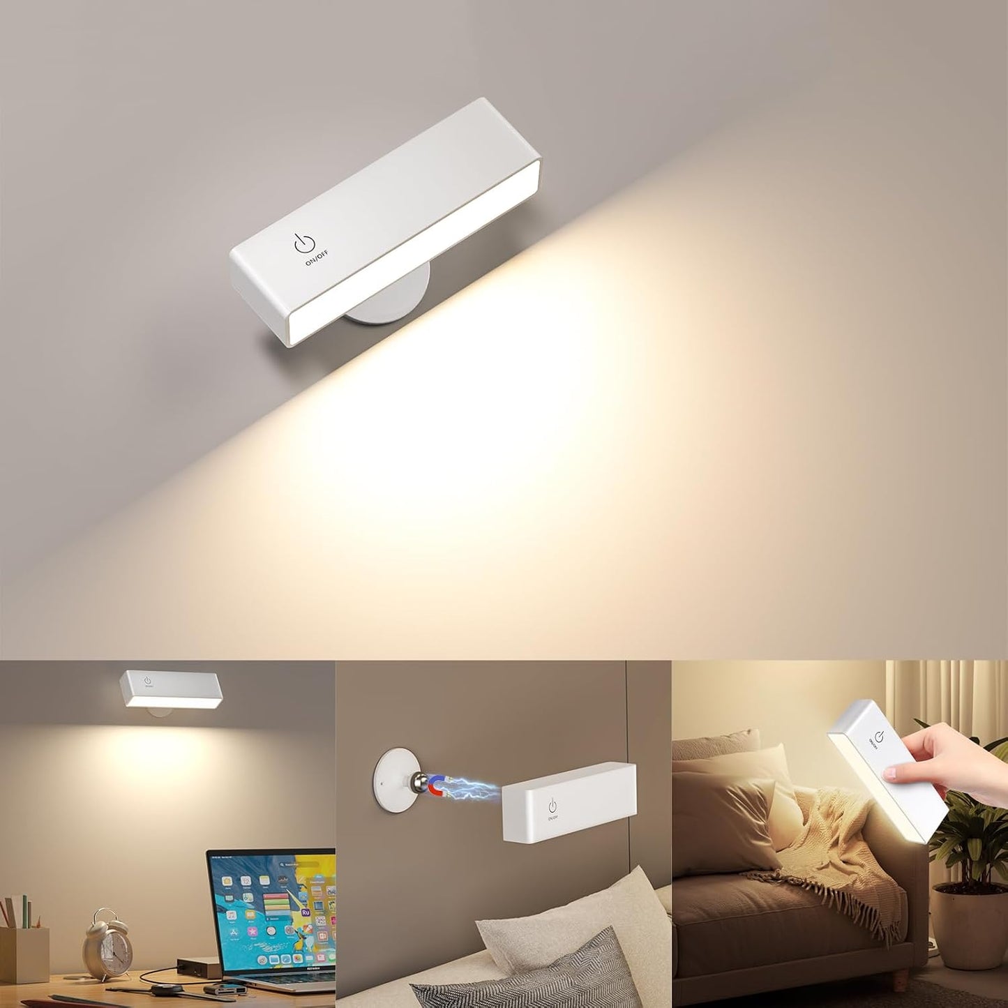 Candelabro pared LED inalámbrico control táctil brillo