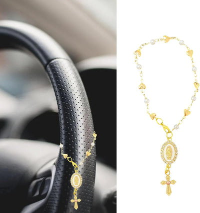 Accesorio rosario para volante y retrovisor católico