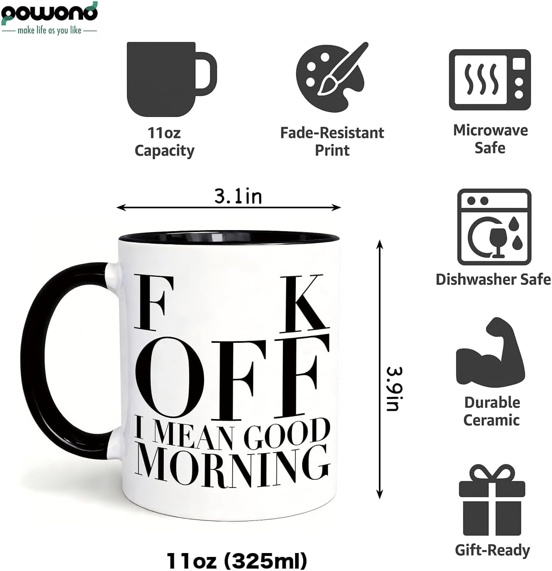 Taza café divertida 11oz doble cara apta lavavajillas