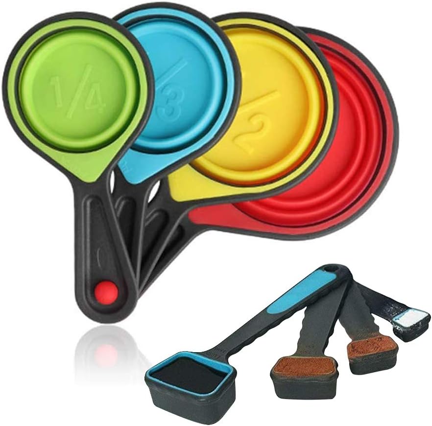Set 8 Pzas Tazas y Cucharas Medidoras Silicona