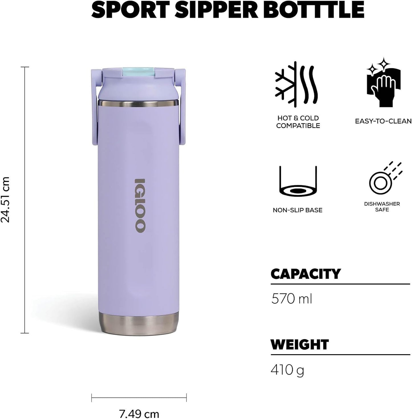 Vaso deportivo acero inox 20oz para bebidas lila